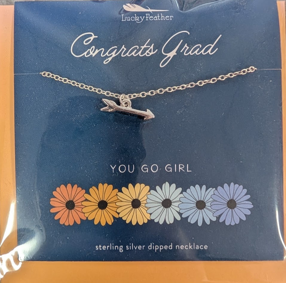 Lucky Feather-Card and bracelet: Congrats grad