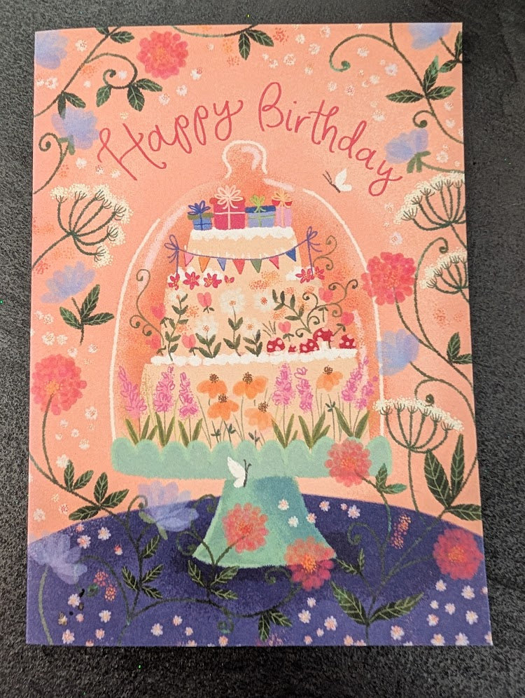 Happy birthday cake greeting card