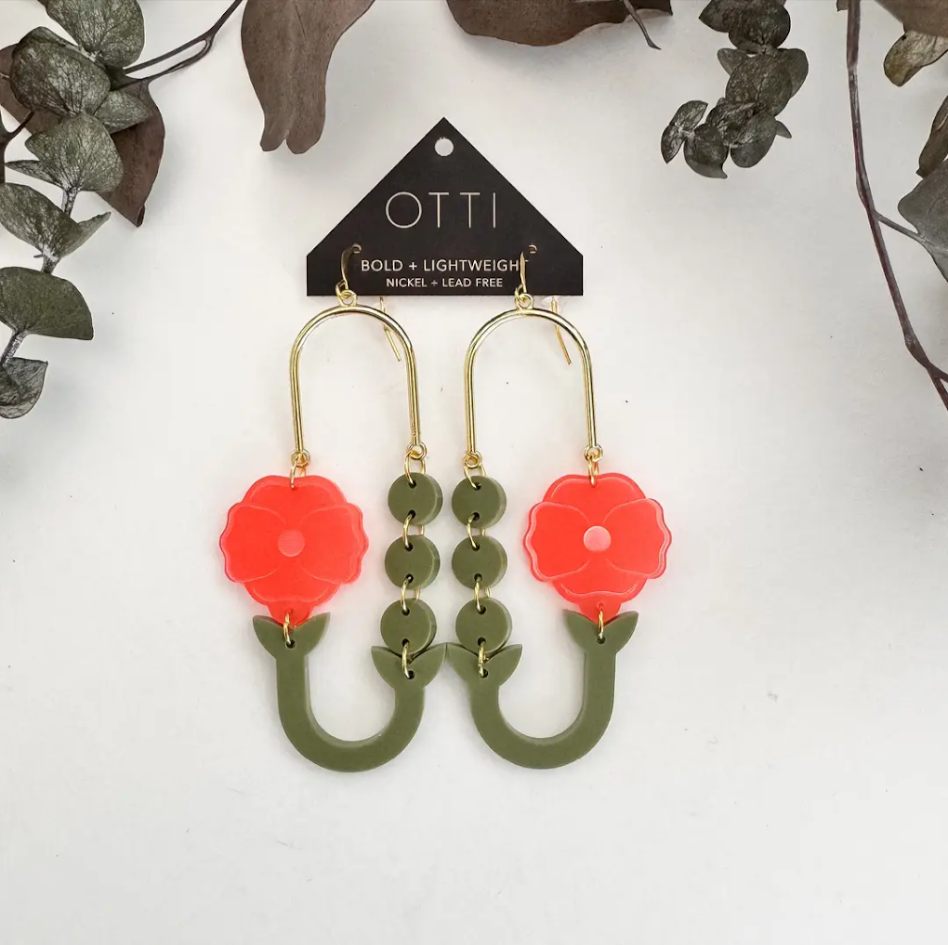 Otti Botanical inspired-Lightweight acrylic: Poppy loop