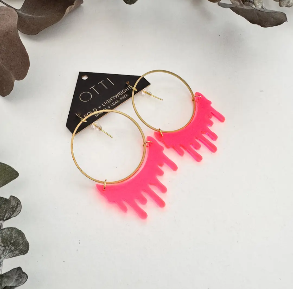 Otti Dripping slime acrylic hoop earrings