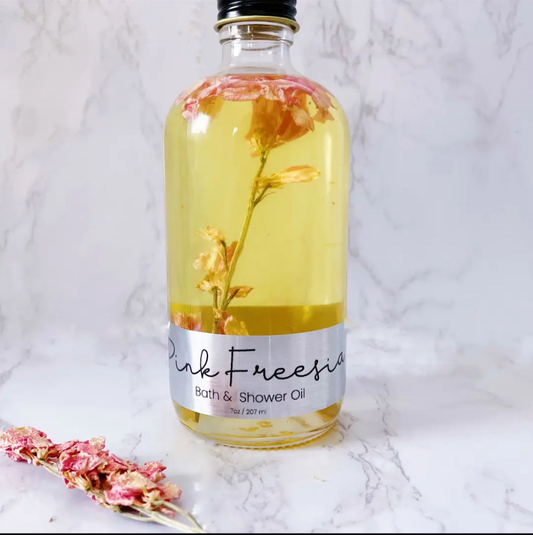 Pink freesia bath and shower oil