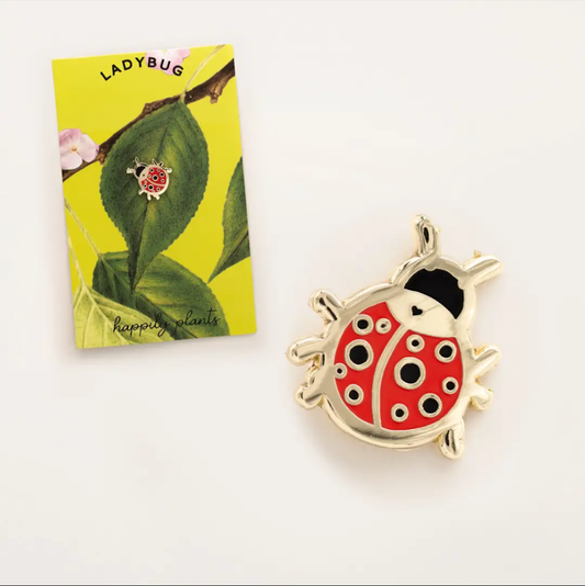Happily plants ladybug enamel pin