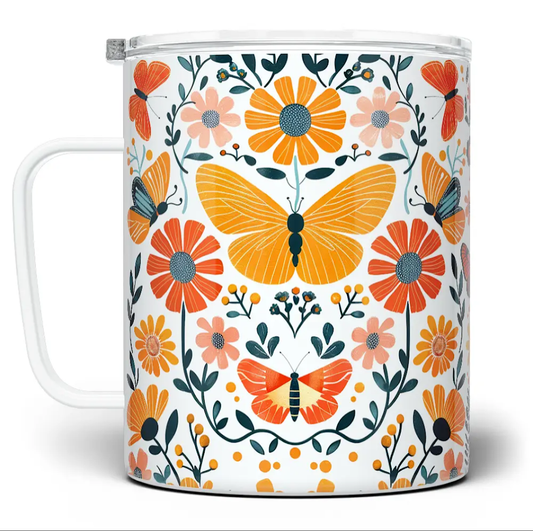 Insulated butterfly travel mug
