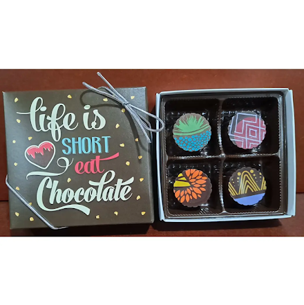 Life is short eat chocolate 4 piece truffles gift box