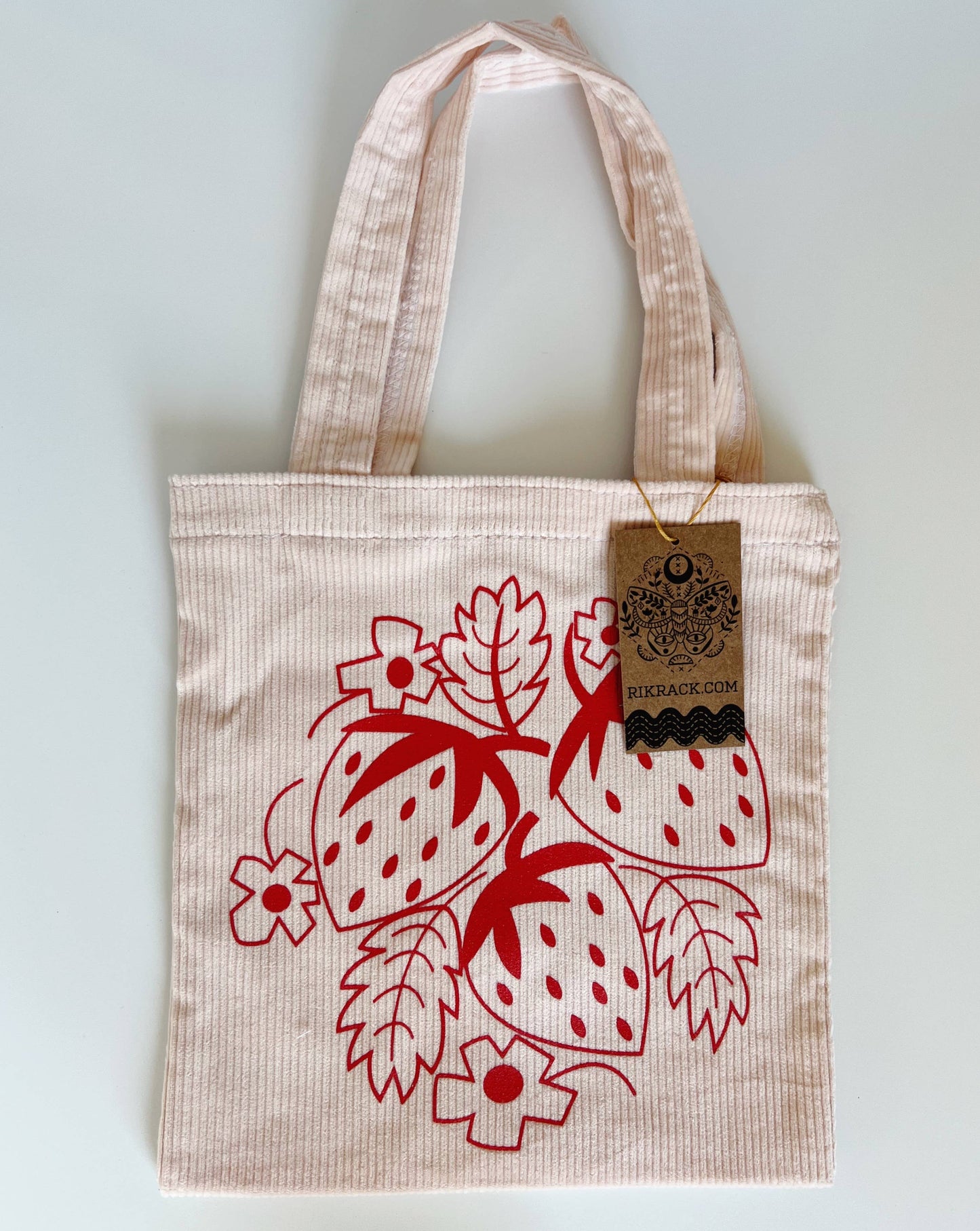 Strawberries Corduroy Tote Bag