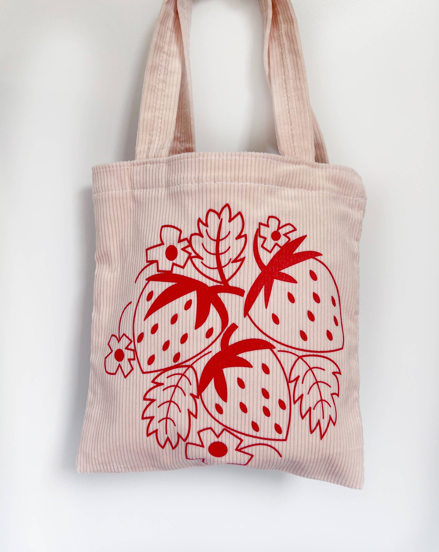 Strawberries Corduroy Tote Bag