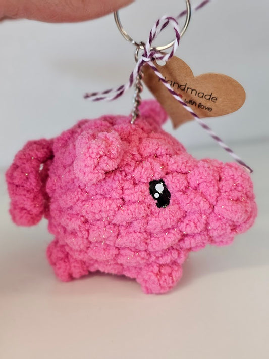 Keyring Crocheted Pig