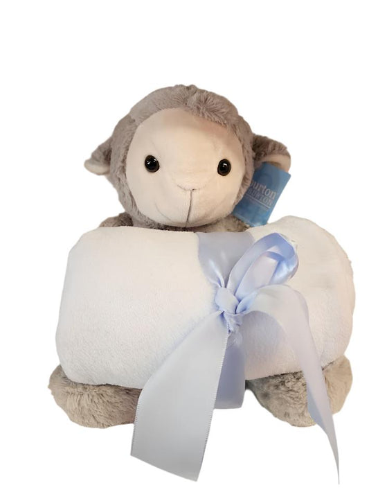 Blue Lamb with Baby Blanket