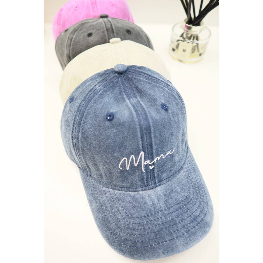 MAMA Printed Acid Washed Baseball Cap
