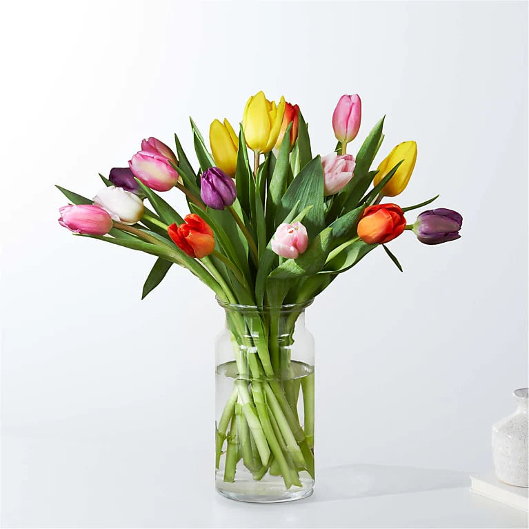 15 tulips with vase