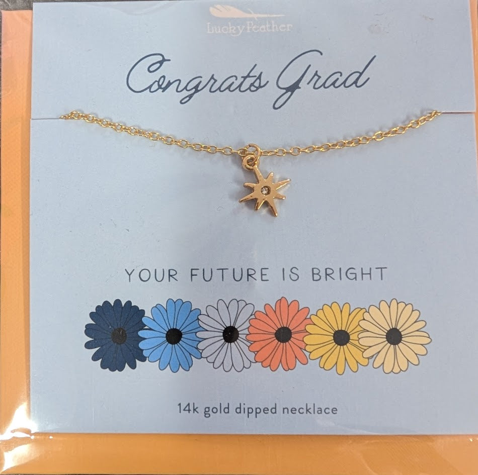 Lucky Feather-Card and bracelet: Congrats grad