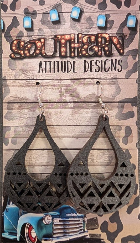 Southern Attitude Designs-Wooden black teardrop