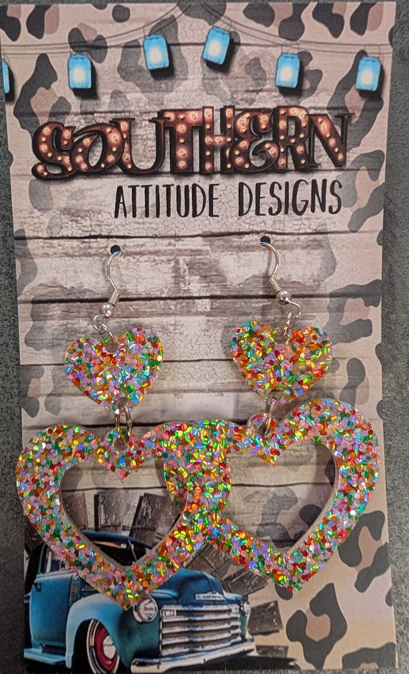 Southern Attitude Designs- Heart earrings