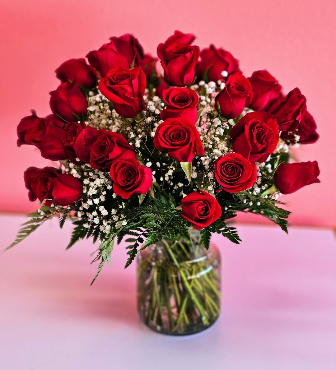 Two dozen red roses bouquet