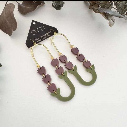 Otti Botanical inspired- Lightweight acrylic earrings: Lavender