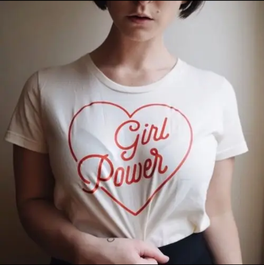 T-shirt girl power short sleeve white