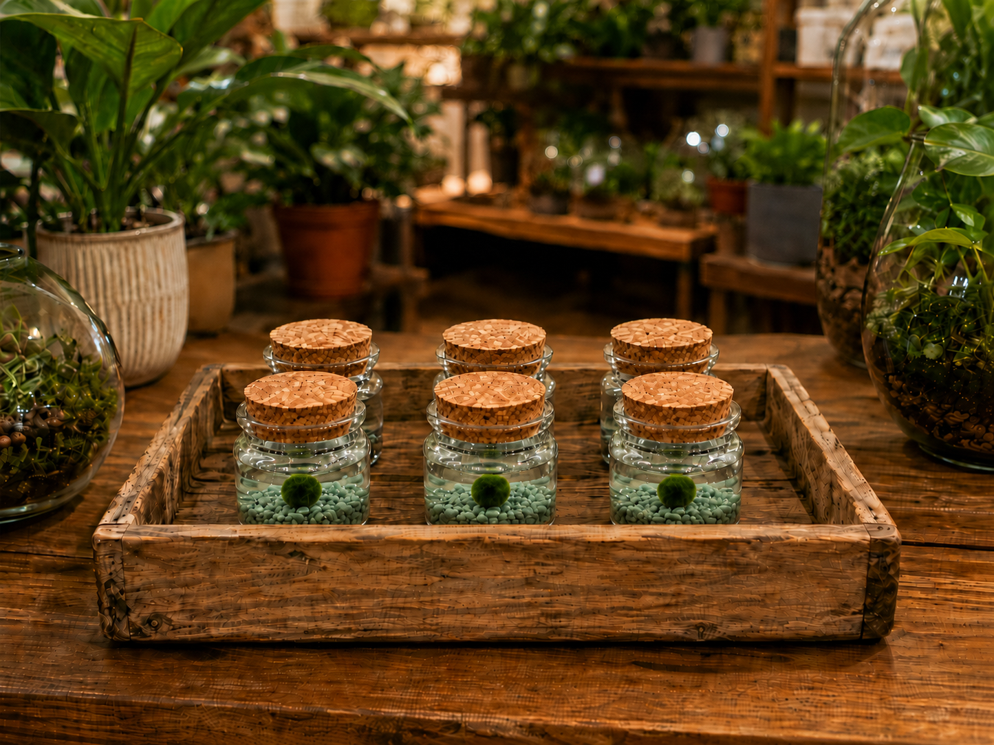 Aventurine Small Marimo Moss Ball Terrarium - 6-Pack